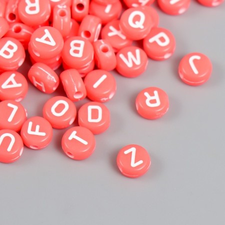Beads for creativity plastic "English letters" Red set 20 grams 0.4x0.7x0.7 cm-1