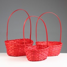 A set of wicker baskets, bamboo, 22x18x10/34cm, 24x19x10/36cm, 27x21x10/38cm, 3 pcs
