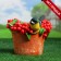 Figure pot "Bird on a hat with berries" 20x16cm