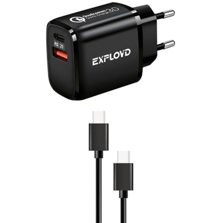 EXPLOYD EX-Z-1340, USB-C/USB, 3 A, 20 W, Type-C cable, black