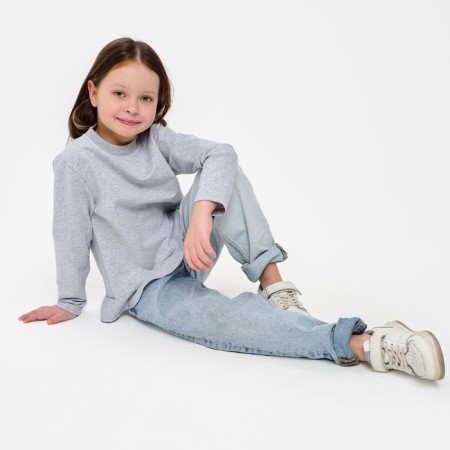 Свитшот для девочки с воланом KAFTAN "Basic line" размер 30 (98-104), цвет серый-5