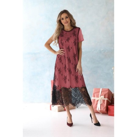 Women's dress, size 42, coral color, black-2