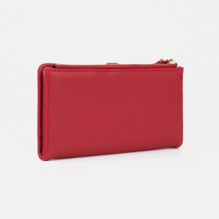 Women's wallet on the button, red color-1