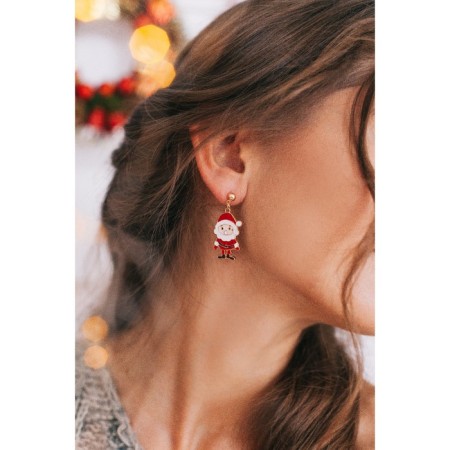 Earrings "New Year" Christmas tree and Santa, colored in gold-5