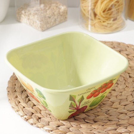 Plastic bowl bergamo, 2 l, 20.2 × 20.2 × 9.8 cm, with decor, light color-1