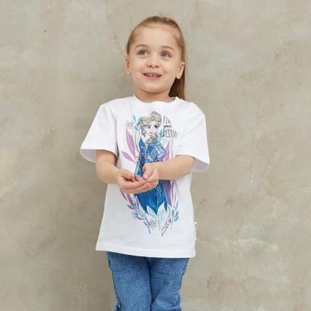 Children's T-shirt "Elsa", cold heart, height 122-128, white