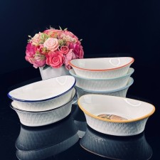 Set of Lenardi salad bowls, oval, porcelain, 16 cm, 6 pcs