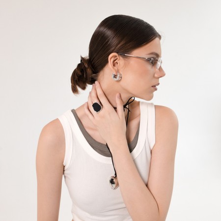 Earrings Metal "Accord" Circle Circle, Silver Color-7