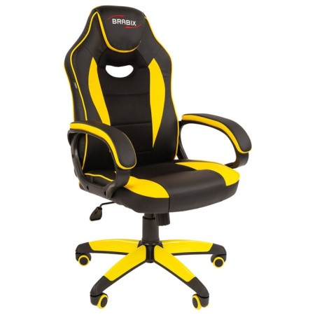 Gaming armchair Brabix Blaze GM-162, TW/Ecokozha, Black/Yellow-1