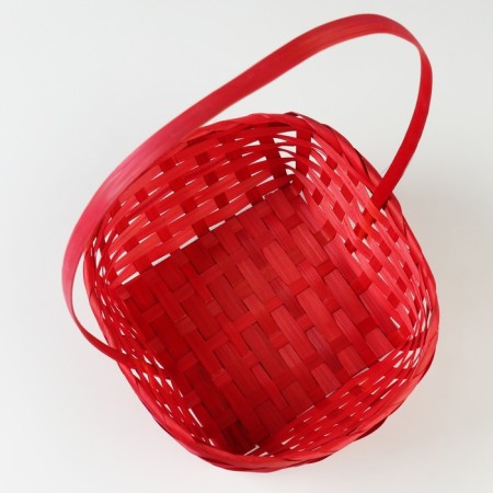 A set of wicker baskets, D19x9/32 cm, d22x9.5/34 cm, d25x10/36 cm, 3pcs, red, bamboo-3