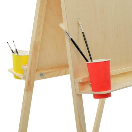 Molbert Type "Clap", bilateral, 120 x 60 x 65 cm, tablet 60 x 60 cm, shelf with two cup holders, unpainted wood, calligrata-9