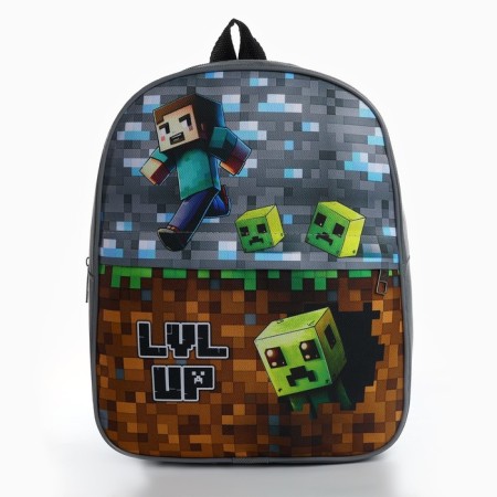 Children's backpack with pixel world pocket, 30 x 25 cm-1