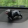 Dog on a car panel with suction cup for glass, bulldog
