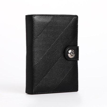 Male purse on Magnet, 3 in 1, for bills, auto documents and passports, black color