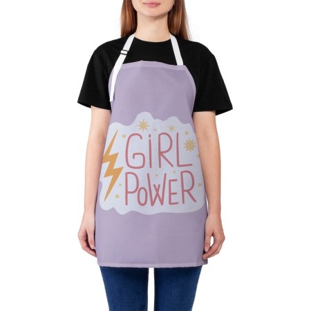 Apron of a kitchen with a photo print "Girl Power", adjustable, size OS