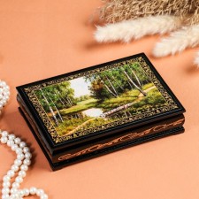 Bridge over the stream, 11 × 16 cm, lacquer miniature