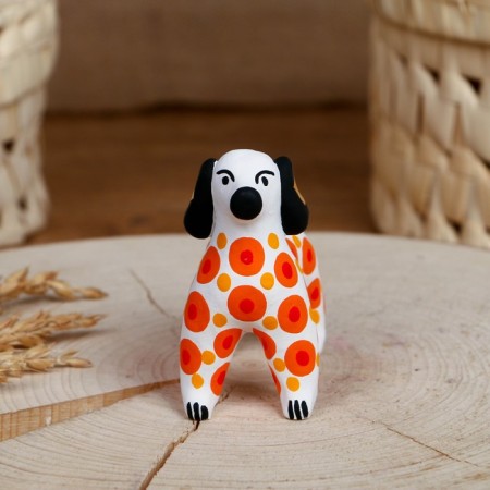 Dymkovo toy "Orange dog" 7 cm-1