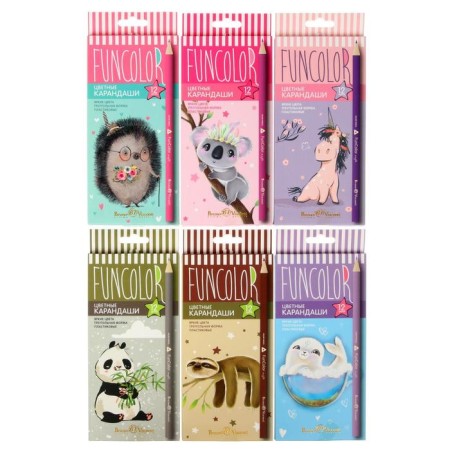 Pencils 12 colors Funcolor, plastic, three -sided, mix