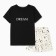 Female home set (T -shirt/shorts), black/milk color, size 46