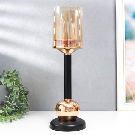 Summary metal, glass for 1 candle "Jaco" d-8.5 cm, gold 11.5x11.5x38.5 cm