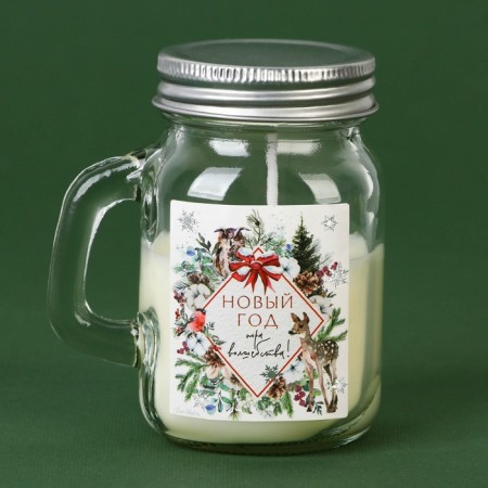 New Year's candle in a jar with a handle "time of magic", the aroma of cherry-2