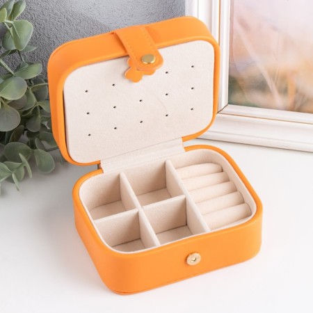 Casket to the leatherette for jewelry "Stygian matte" orange 12x10x6.3 cm-2