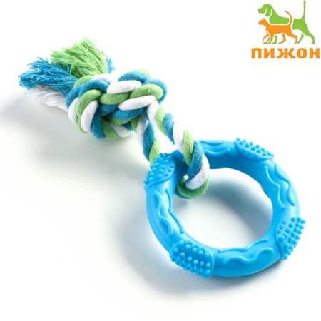 Chewing toy with a rope "piece of the sun", 8 cm, blue