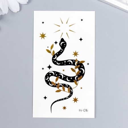 Tattoo on the body color phosphorus "snake in patterns" 10.5x6 cm-1