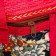 Bamboo Bamboo Casket "Flowers on the Black" Red, with handles, lightning 16x24x28 cm