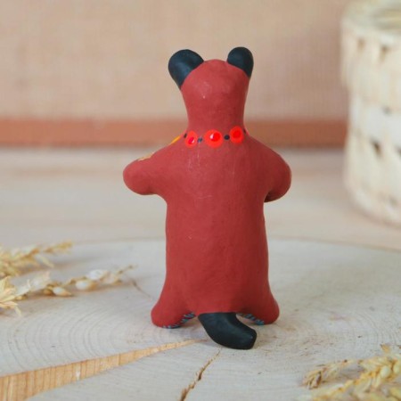 Dymkovo toy "Bear with a flower, with a rooster, with harmony", 11 cm, mix-8
