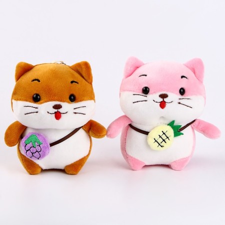Soft toy "hamster with a fruit" on a key fob, 12 cm, color mix-4
