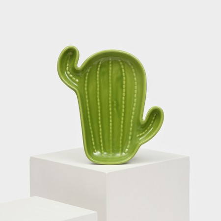 Ceramic Cactus plate, 20x18 cm, green, 1 variety, Iran