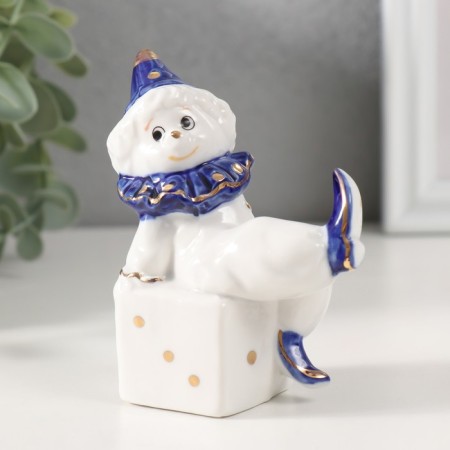 Souvenir Ceramics "Clown on Playing Cube" Cobalt 4.4x7x9.5 cm