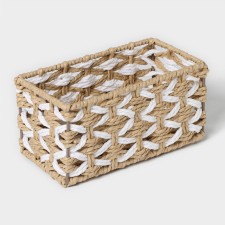 Basket for storage of handmade wicker work “Aika”, 19 × 11 × 10 cm, beige-white color