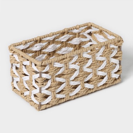 Basket for storage of handmade wicker work “Aika”, 19 × 11 × 10 cm, beige-white color