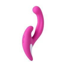 Ergonomic vibrator for double stimulation Jos Javi, silicone, pink, 22 cm