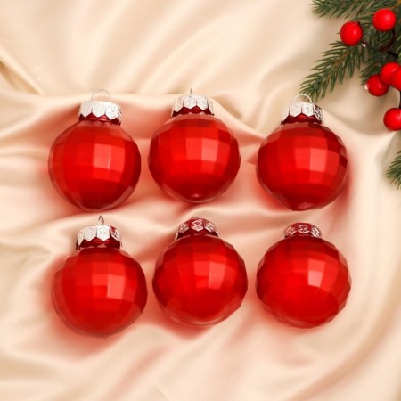 Set of balls plastic D-6 cm, 6 pcs "Diodorus Disco" red
