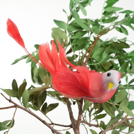 Bird for decor and floristry, on wire, mix, plastic, 1 pc., 8 x 8 cm-1