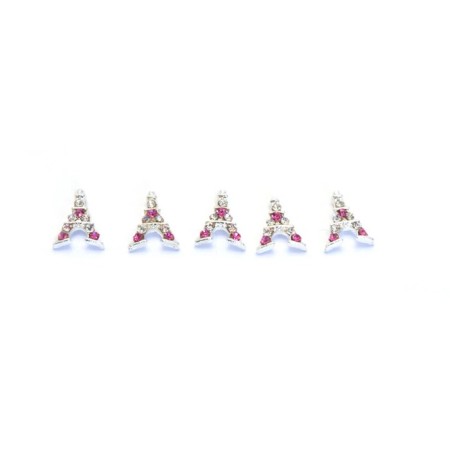 Metal fittings POLE "Eiffel Tower with Pink Rinuses", 2 pcs