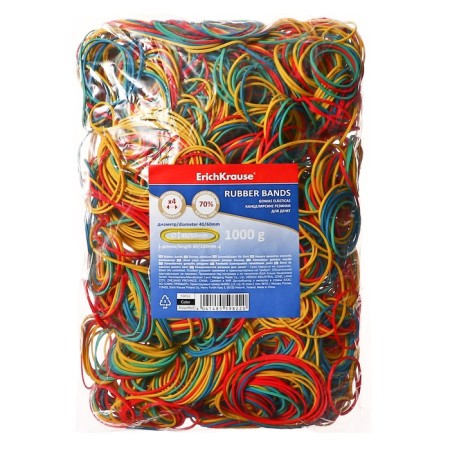 Bank elastic band, 1000 g, Erichkrause, diameter 40/60 mm, length 60/100 mm, mix, in package