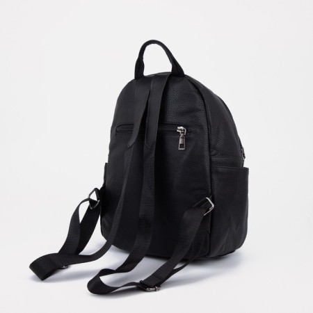 Women's backpack made of artificial leather with lightning, black color-1