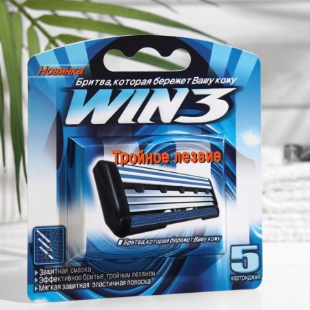 Replaceable shaving cassettes Dorco Win3, 3 blades with a moisturizing strip, 5 pcs.