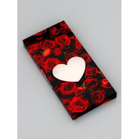 Gift box for chocolate tiles, with a window, "heart", 17.1 x 8 x 1.4 cm
