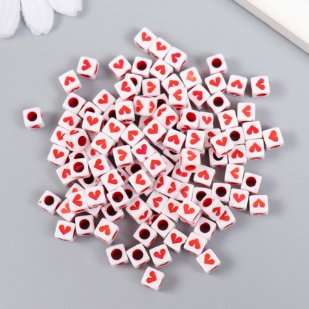 A set of beads for creativity plastic "Red heart in Cuba" 20 g 0.5x0.5 cm-1