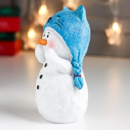 Souvenir Polystone "Snowman in a hat-cat, enthusiastic" 17.5x9x9.5 cm-2