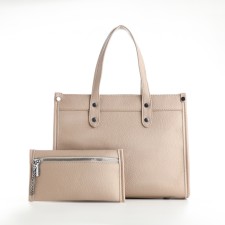 Women's bag with zipper, Textura, average size, beige color