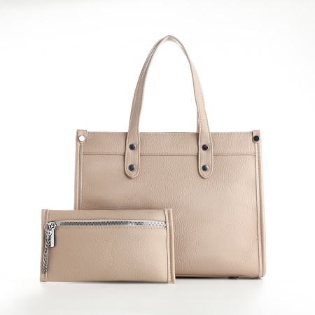 Women's bag with zipper, Textura, average size, beige color
