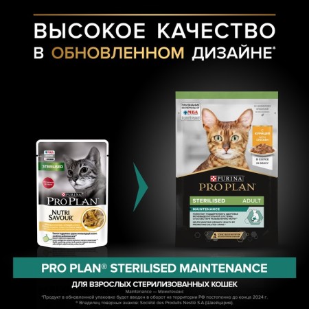 Wet Pro Plan food for sterilized cats, chicken in sauce, spider, 85 g-2