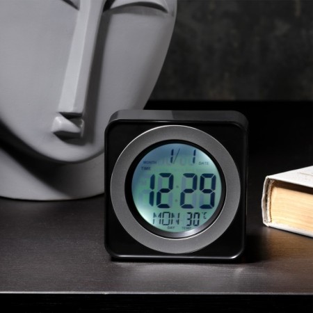 Luazon LB-20 alarm clock, temperature, backlighting triggers from cotton, black