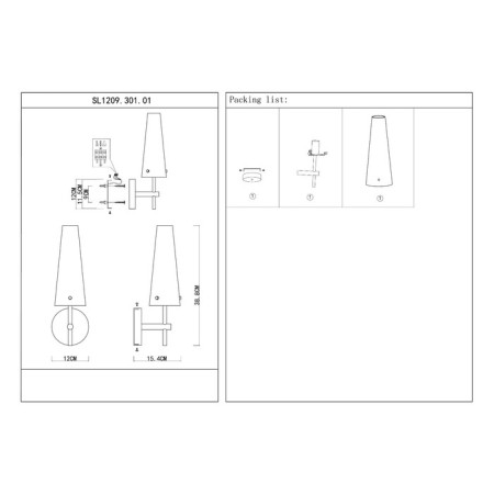 Sconces st. SL1209.301.01. Morave. 1x40 W, E14, 13x39 cm, bronze color, black-6